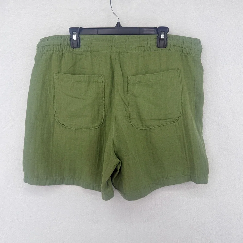 Old Navy Gauze Pull On Shorts Womens XL Olive Green Drawstring Cotton Casual NWT